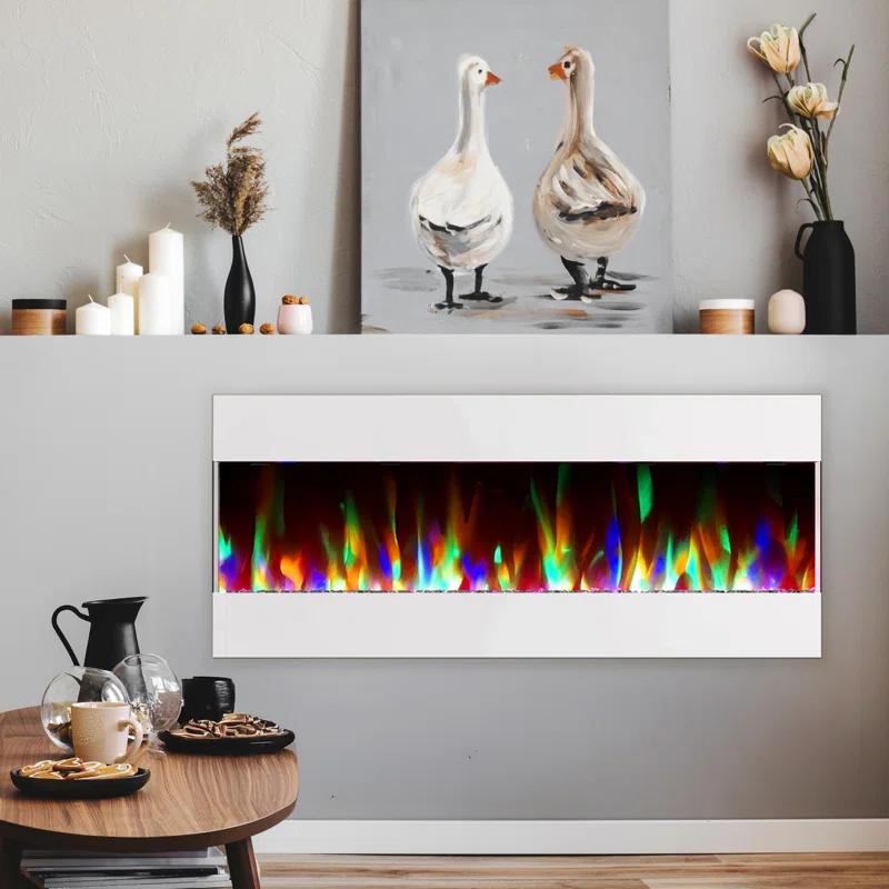 Cambridge Cambridge Recessed Wall Mounted Electric Fireplace with Crystal Rock Display