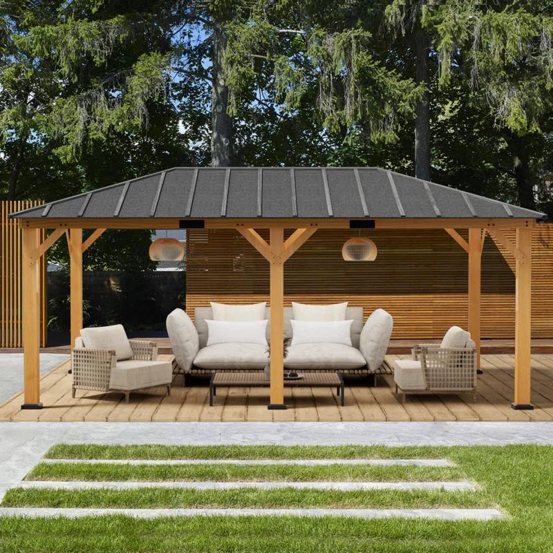 EROMMY 20 Ft. W X 12 Ft. D Solid Wood Patio Gazebo