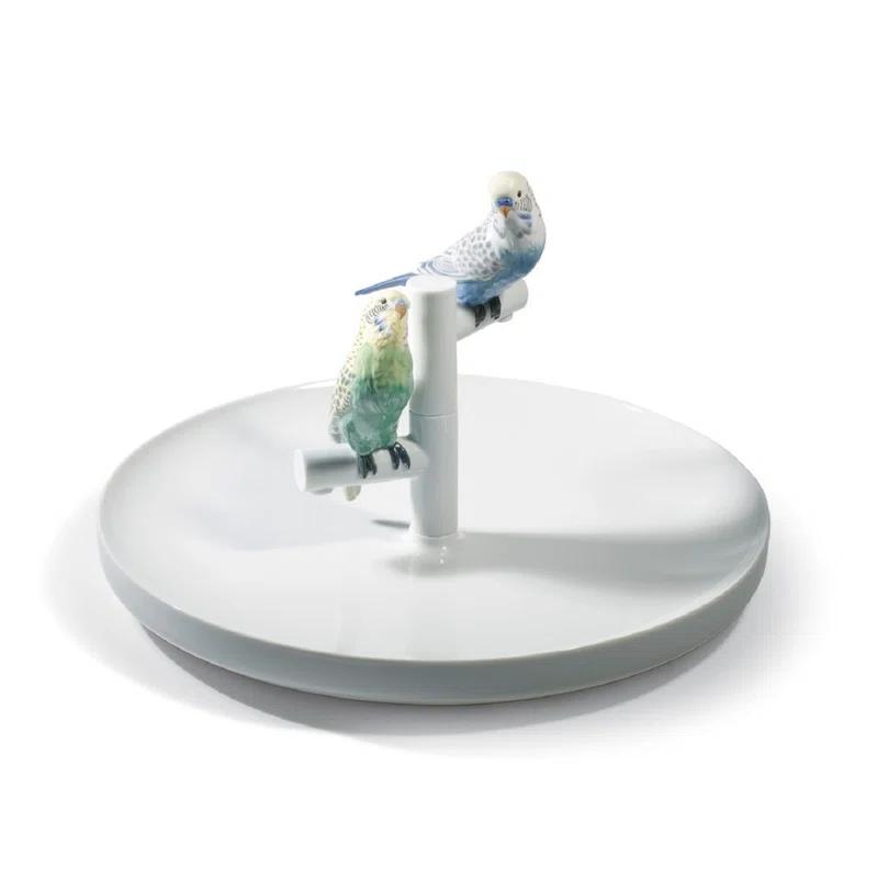 Lladro The Parrot Party Porcelain Contemporary Decorative Plate in White