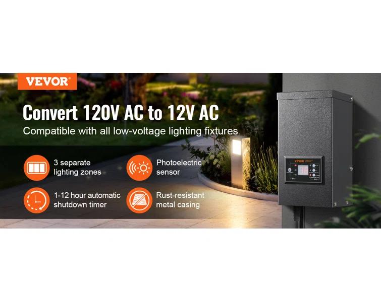 VEVOR Line Voltage Electronic Transformer JG200W12VAC33N2XQV1