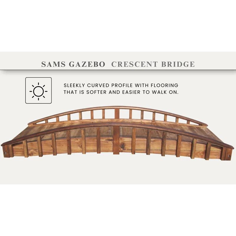 Sams Gazebos Crescent Japanese Garden Bridge 8 ft.
