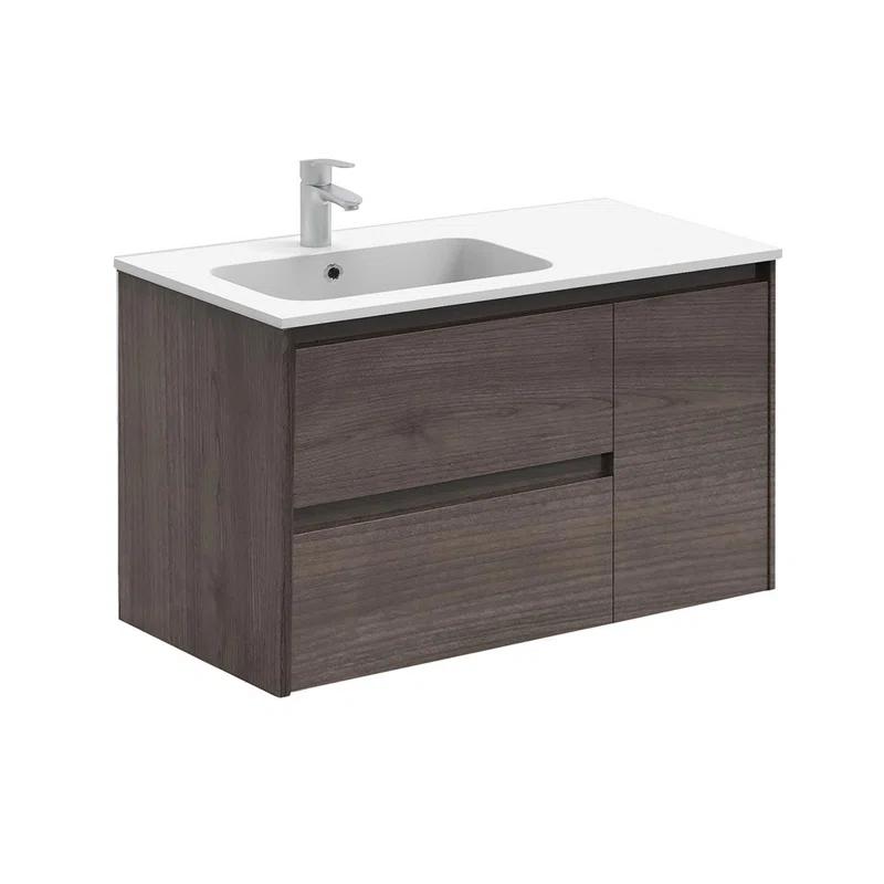 WS Bath Collections Ambra 35.6'' Single Bathroom Vanity with Ceramic Top with Mirror