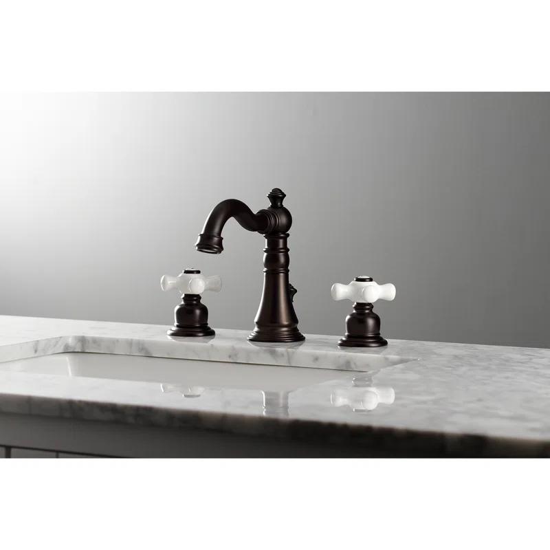 Kingston Brass FSC1975PX Kingston Brass American Classic Two-Handle 3-Hole Deck Mount Widespread Bathroom Faucet with Pop-Up Drain
