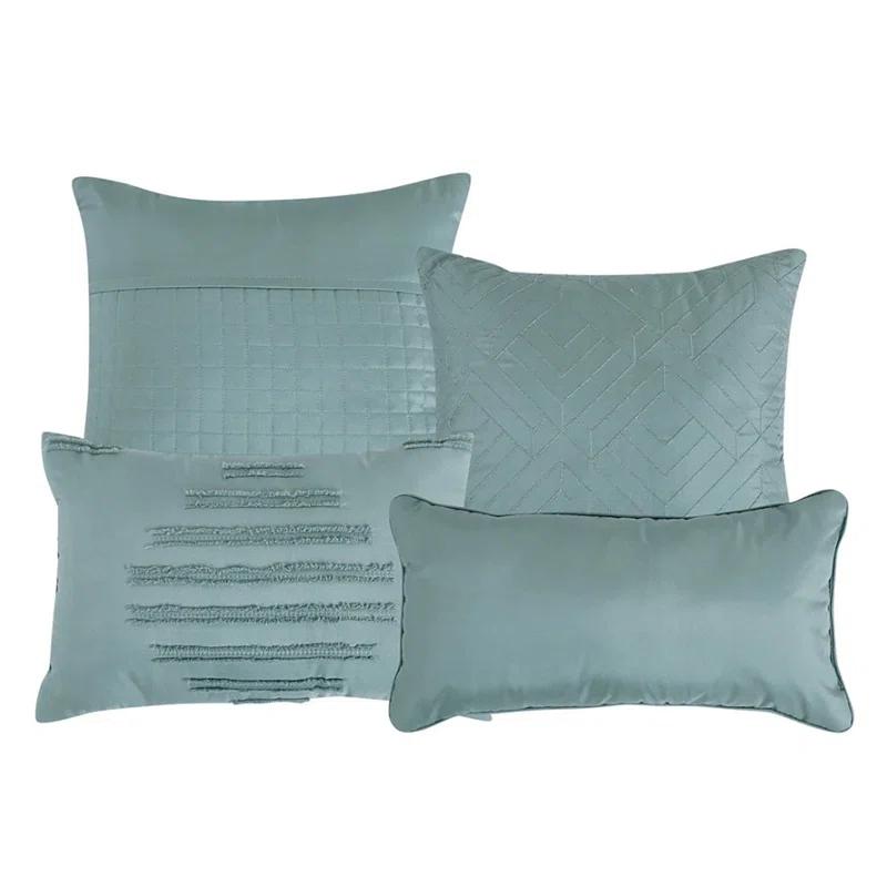 Home Mart Goods 7 Piece Teal Blue Geometric Bedding Comforter Set