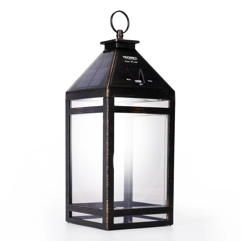 Techko 12.88 Outdoor Vintage Solar LED Lantern with Auto Dawn-to-Dusk Sensor