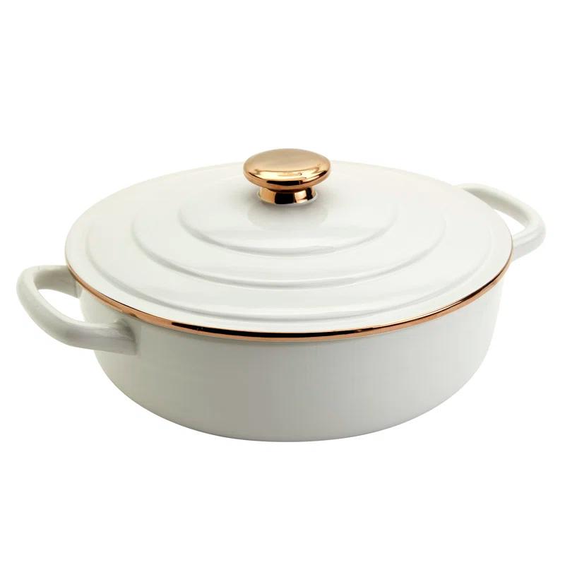 Denmark Denmark Tools for Cooks 3-Quart Stoneware Casserole Pan Baking Dish with Lid, White