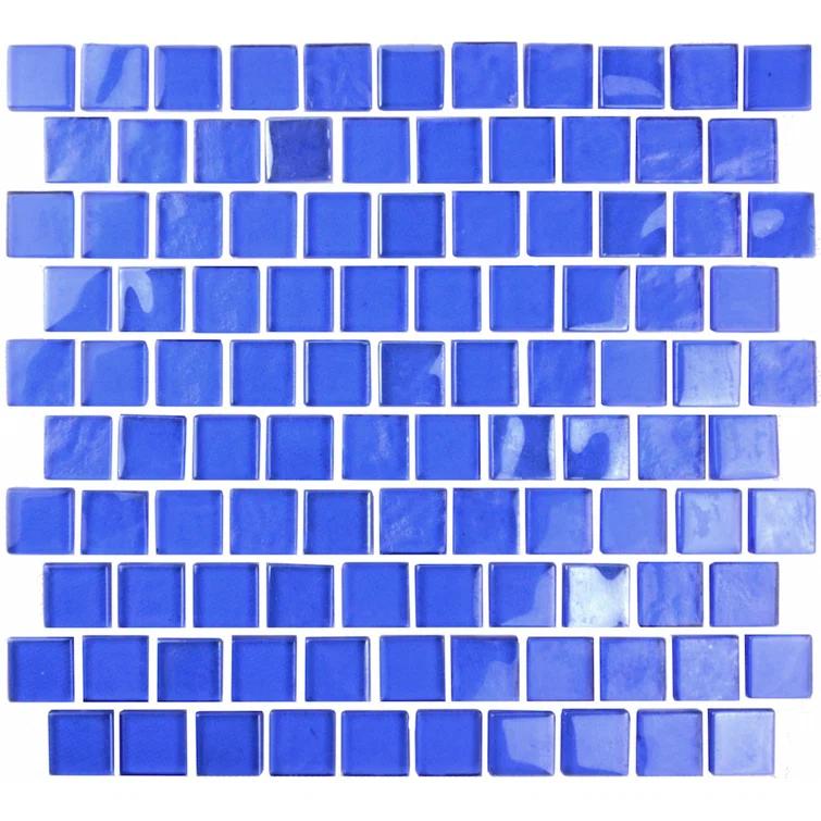 Abolos Landscape 1 in. x 1 in. Translucent Glass Plastic Face Mounted Brick Mosaic Designer Pool Tile