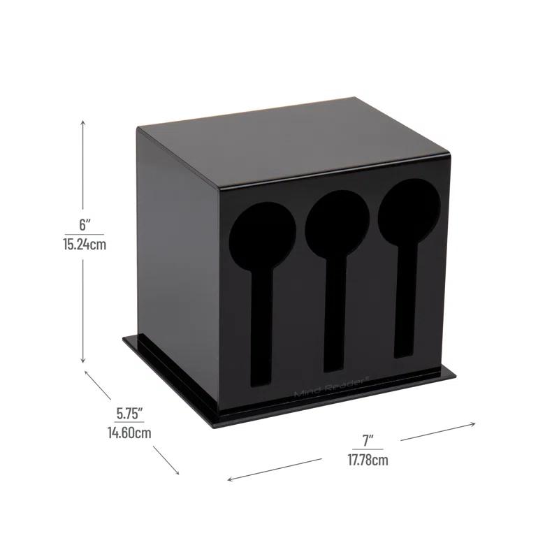 Mind Reader Mind Reader Utensil Dispenser, Silverware Organizer, Plastic Fork and Spoon DIspenser, Kitchen, 7"L x 5.75"W x 6"H, Black
