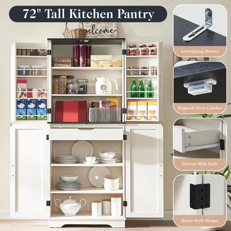 Gracie Oaks 72" Tall Farmhouse Kitchen Pantry