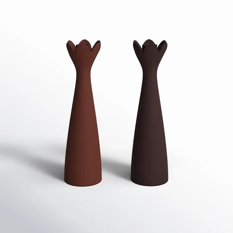 2 Piece Aluminum Tabletop Candlestick Set (Set of 2)