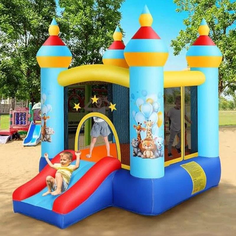 Ancheer 9ft x 6ft Animal Inflatable Bounce House for Kids, Inflatable Bouncy Castle with Blower, Jumping House with Slide/Pitching Game, Indoor Outdoor Toddler Kids Party