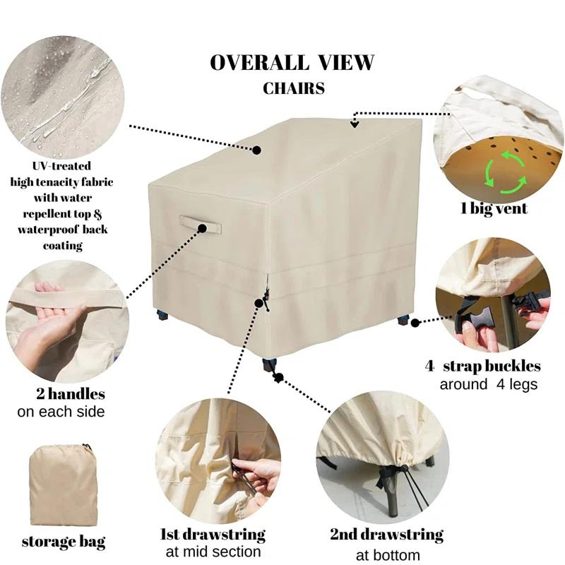 F&J Outdoors Premium Waterproof Outdoor Patio Chair Cover: Latest Rip-Stop Fabric, 3-Year Warranty (Set of 2)
