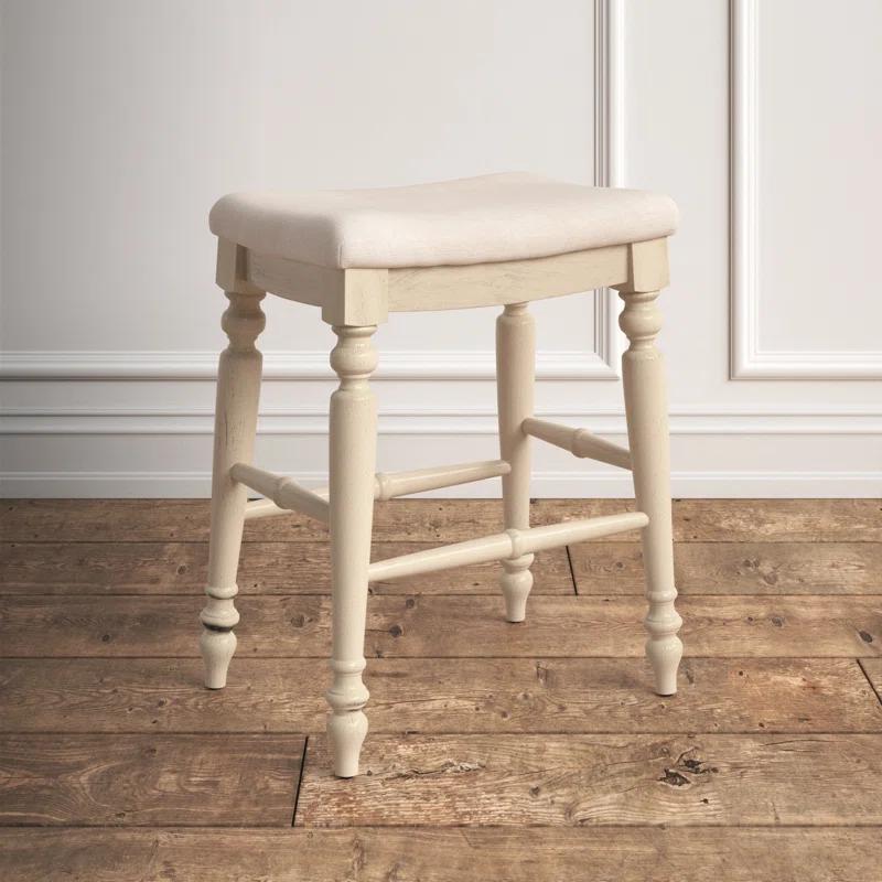 Elegant Marino 25" White Washed Wood Backless Counter Stool