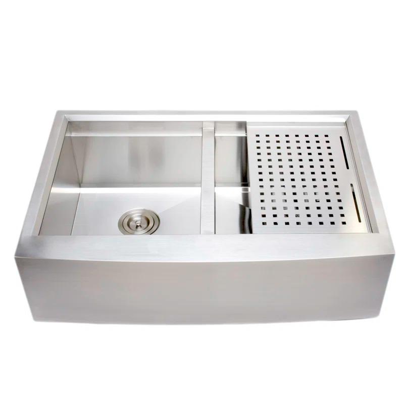 Wells Sinkware 3D 3322-99-AP-1 33'' L Farmhouse / Apron Double Bowl Stainless Steel Kitchen Sink