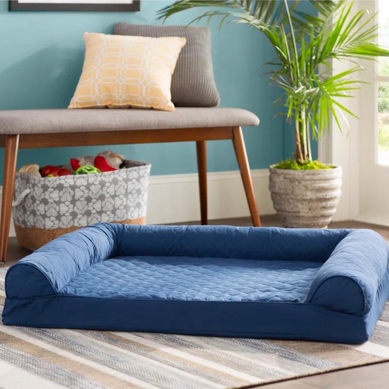 FurHaven Quilted Orthopedic Bolster Sofa Pet Bed