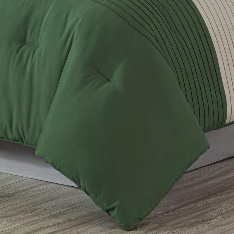 Chezmoi Collection Loft 8-Piece Pleated Stripe Microfiber Comforter Set