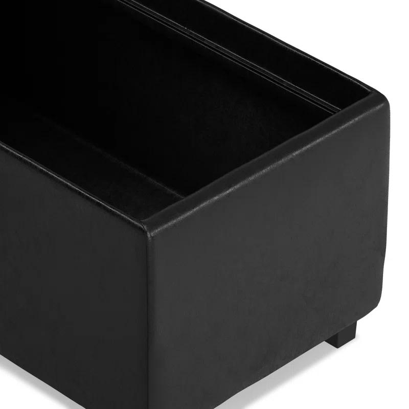 Simpli Home Avalon 42"W Upholstered Storage Ottoman with 3 Flip-Over Serving Trays