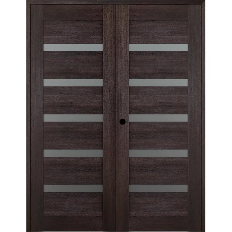 Belldinni Avon 07-04 Vetro Manufactured Wood and Frosted Glass Composite Double Prehung French Door