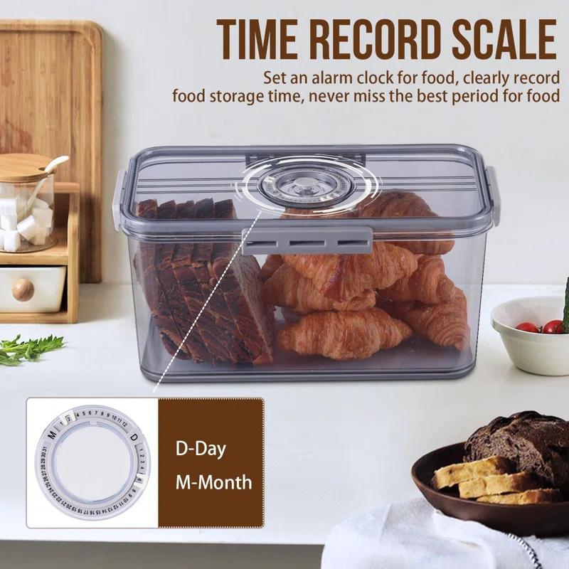 Rebrilliant Bread Box Bread Boxes for Kitchen Counter Airtight, Time Recording Bread Storage
