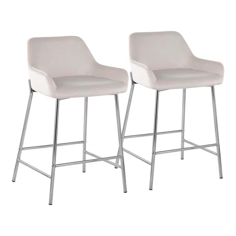 Willa Arlo™ Interiors Cassiopeia Upholstered Counter Stool with Metal Frame (Set of 2)
