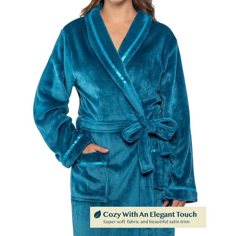 Everly Quinn Fleece Mid-Calf Bathrobe with Pockets