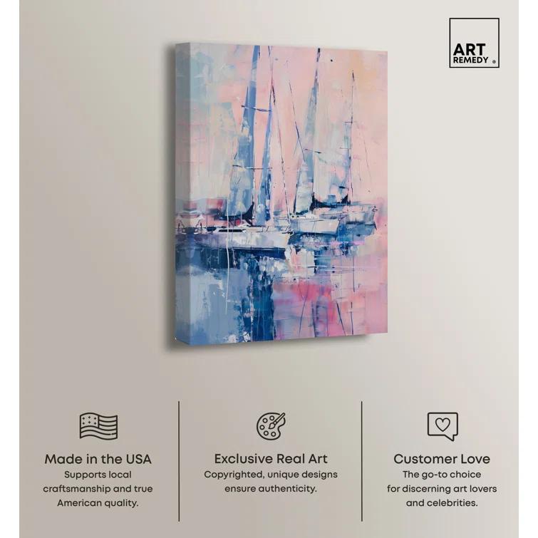 Art Remedy Art Remedy Pastel Sea Breeze Framed Sailing 1 Piece Canvas Wall Art 57710