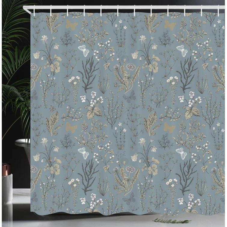 Ambesonne Floral Shower Curtain with Hooks Included