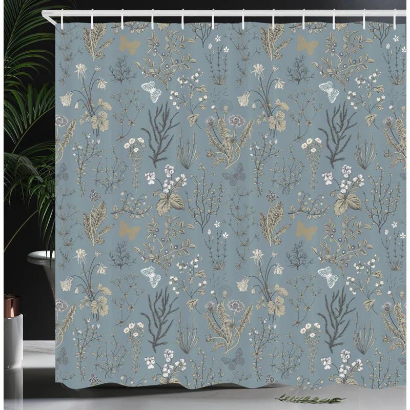 Ambesonne Floral Shower Curtain with Hooks Included