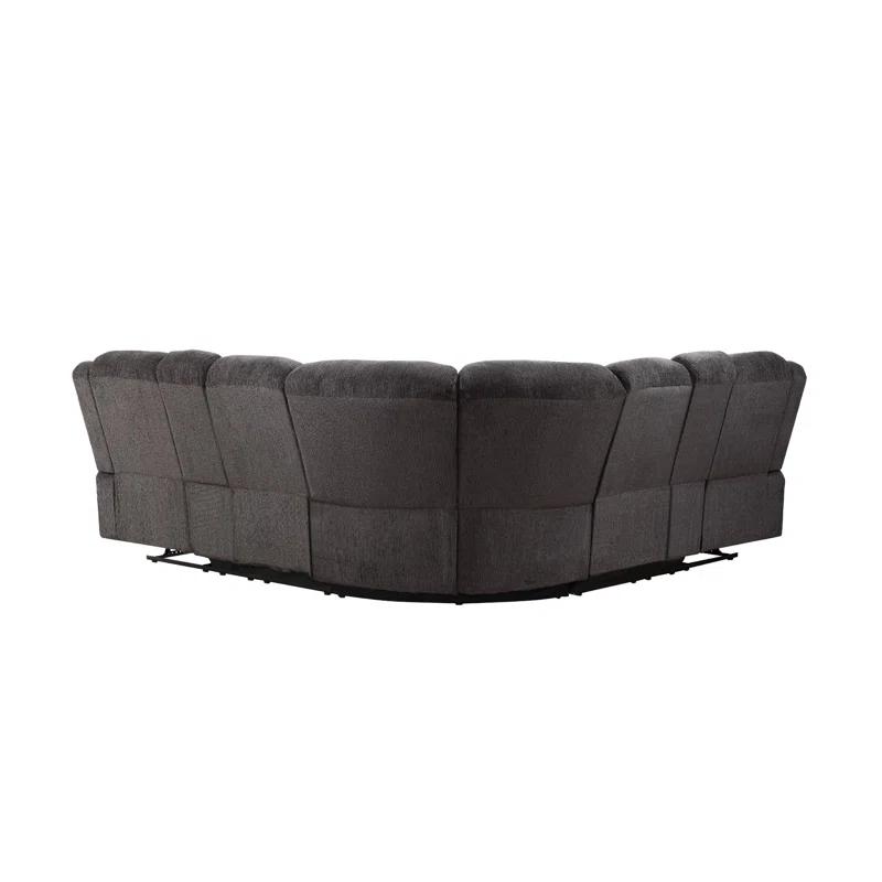 Wade Logan® Agatino Contemporary Motion Sectional Sofa with Storage and Cup-Holder in Dark Brown