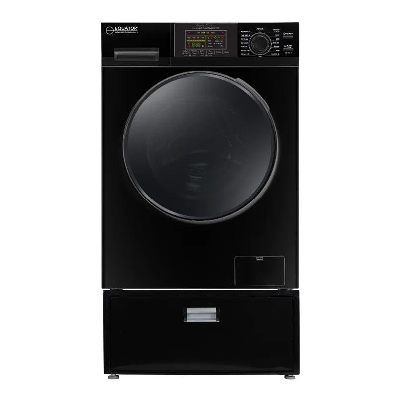 Equator Advanced Appliances All-in-one Washer Dryer Ventless FULLY BUILTIN 0-CLEARANCE 1.62cf/15lbs 110V 1400RPM with Pedestal EZ 4700 C + PDL 4455 Black