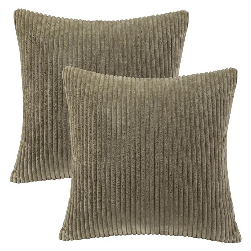 LALA & WONZ Corduroy Striped Throw Pillow Covers (Set of 2)
