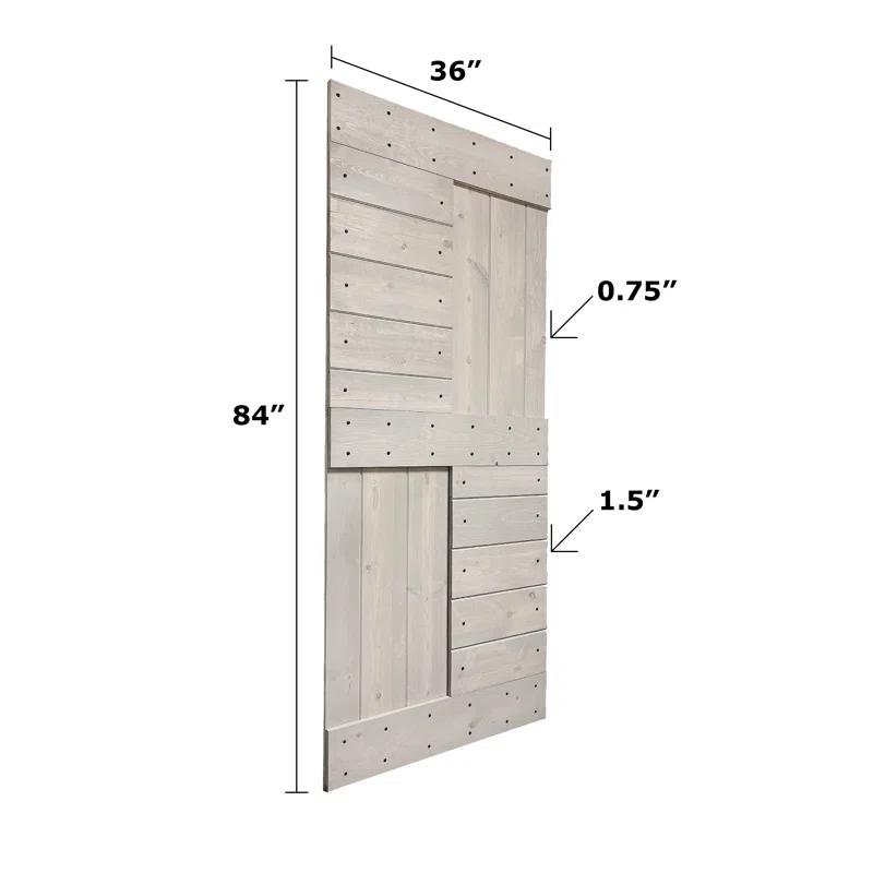 84'' Solid Wood Paneled with Installation Hardware Kit Barn Door