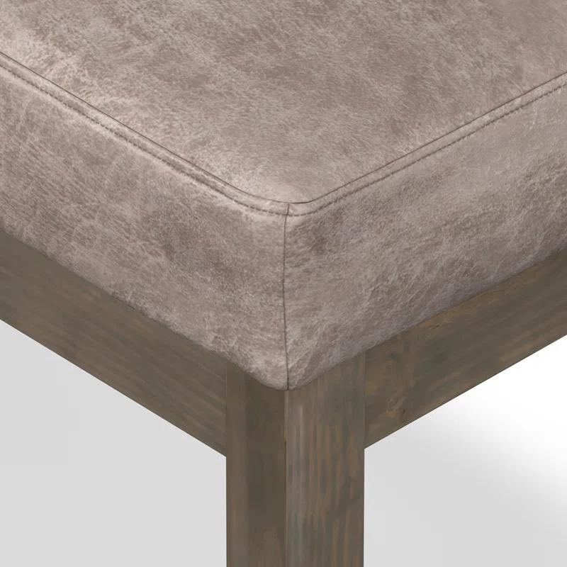 Simpli Home Milltown Ottoman Bench with Upholstered Seat and Solid Wood Frame