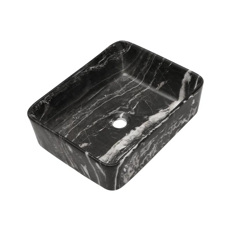 COUOKO COUOKO 19''L x 15"W Black Marble Ceramic Rectangular Vessel Bathroom Sink C-VSF1915-M