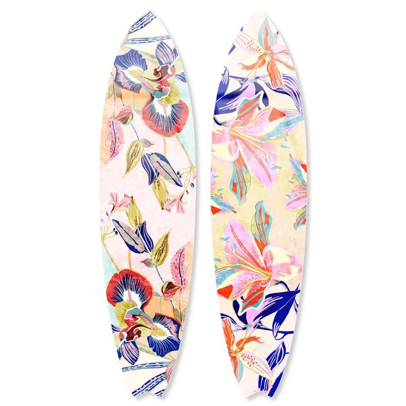 Notori Art Floral Hue Surfboard Set Acrylic Coastal Wall Art by Notoriart