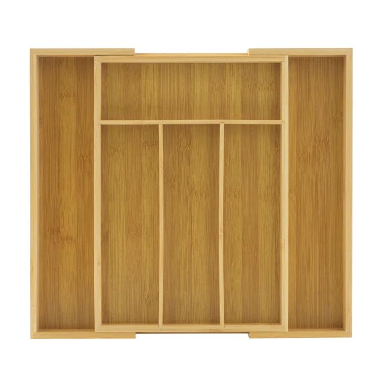 JoyJolt JoyJolt Bamboo Expandable Flatware Drawer Organizer for Kitchen Utensils