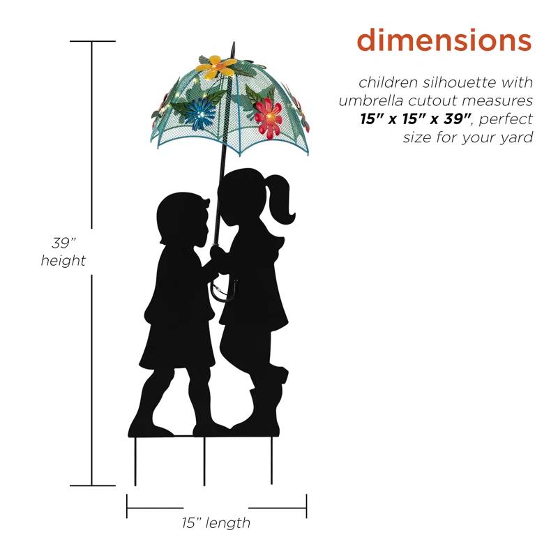 Winston Porter Gertrude Solar Girl and Boy Silhouette Garden Stake & Reviews | Wayfair