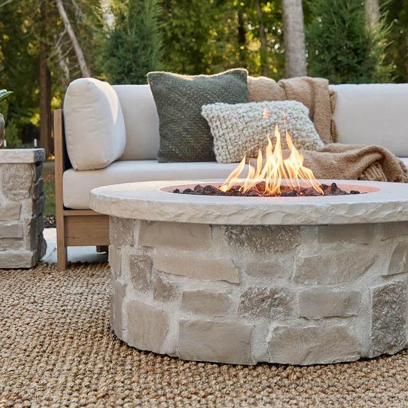 Real Flame Scottsdale 40" Round Stone Propane Fire Pit Table By Real Flame