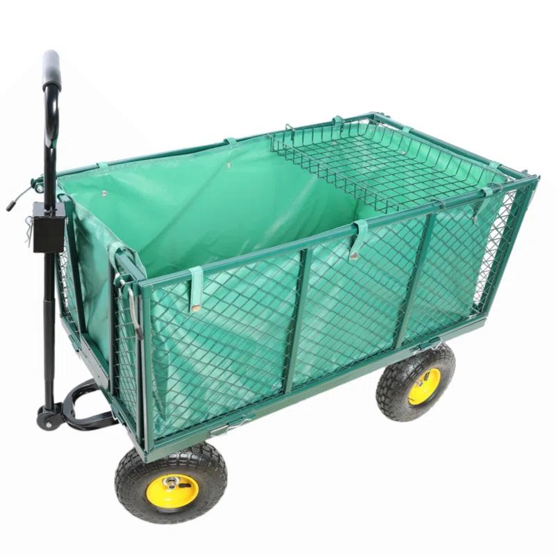 GZMWON Flower Cart Garden Flower Cart Is Easier To Transport Firewood Green+Cloth Bag