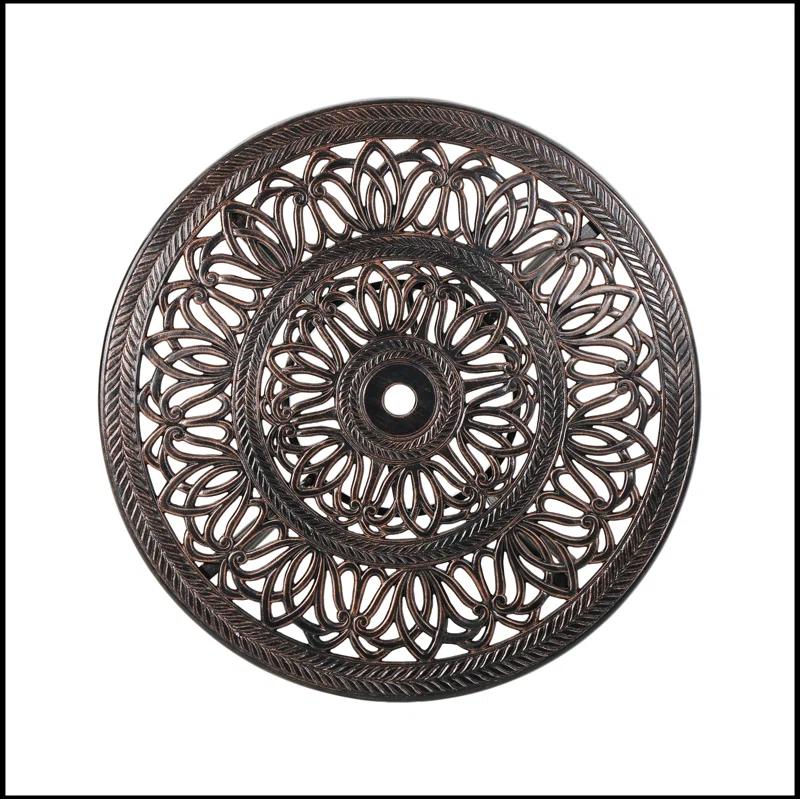 Fleur De Lis Living Outdoor Round Cast Aluminum Dining Table, Shiny Copper | Wayfair