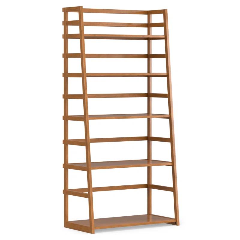 Simpli Home Acadian 30"W Solid Wood 5 Shelf Ladder Bookcase with Open Shelves