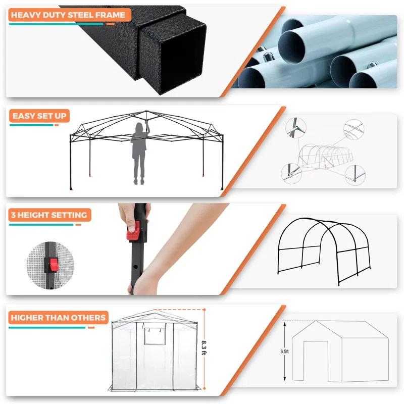EAGLE PEAK Pop Up Greenhouse 8' W x 12' D Greenhouse