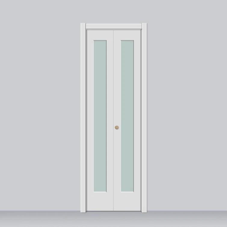 Luxdecor 80'' Solid Core Manufactured Wood 1-Lite Frosted Glass Bi-fold Door With Installation Hardware Kit