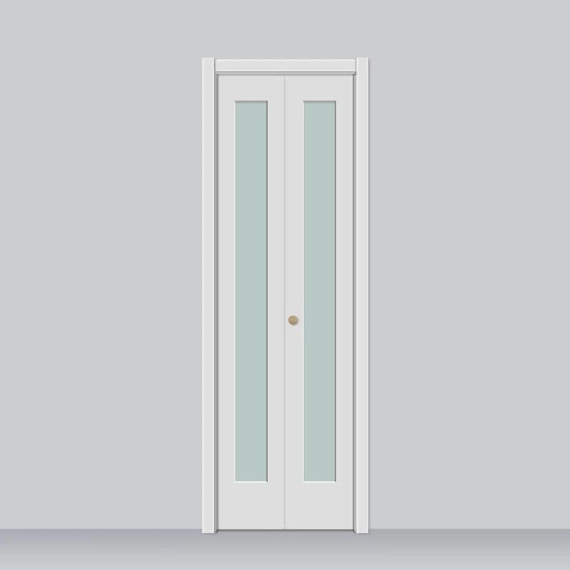 Luxdecor 80'' Solid Core Manufactured Wood 1-Lite Frosted Glass Bi-fold Door With Installation Hardware Kit