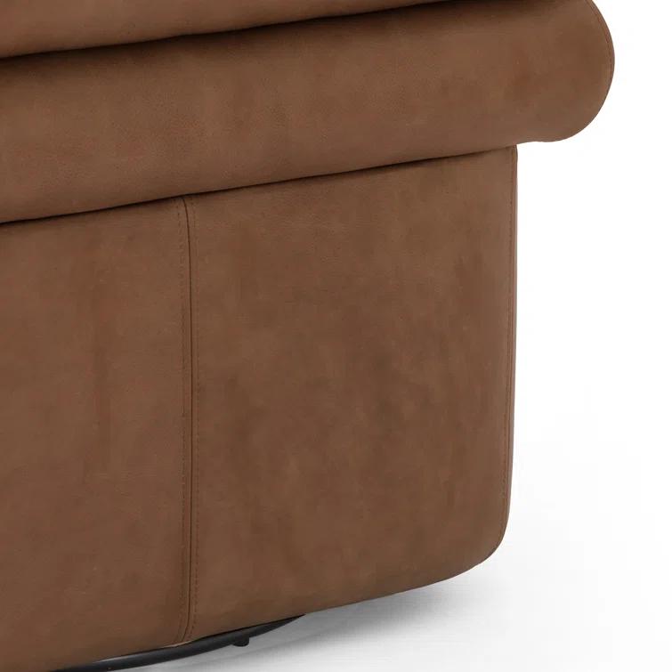 Palermo Cognac Leather Barrel Swivel Chair in Brown