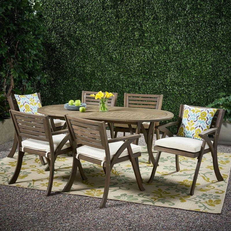 Rosecliff Heights Jon 7 Piece Dining Set with Cushions