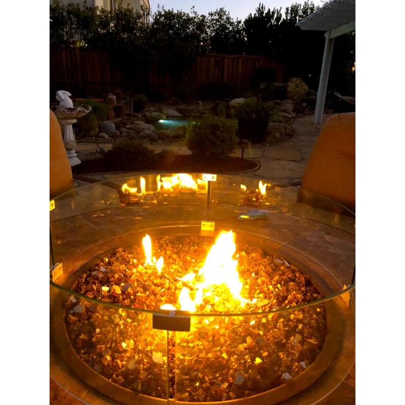 AMS Fireplace AMS Fire Pit Table Round Glass Wind Guard - Fire Flame Guard