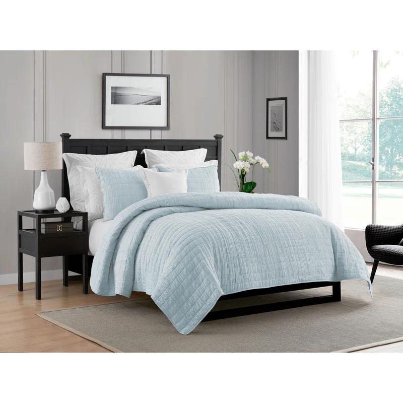 Swift Home Ultra Soft Crinkle Washed Microfiber 3-Piece Quilt Set
