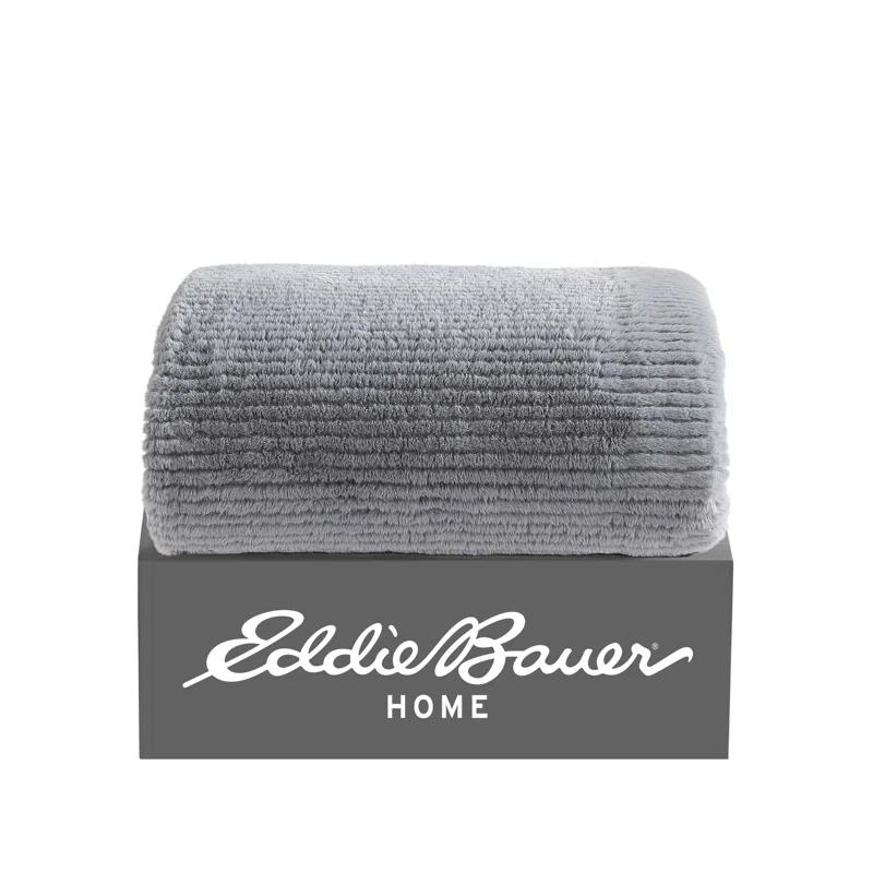 Eddie Bauer Eddie Bauer Ribbed Textured Stripe Solid Plush Throw Blanket