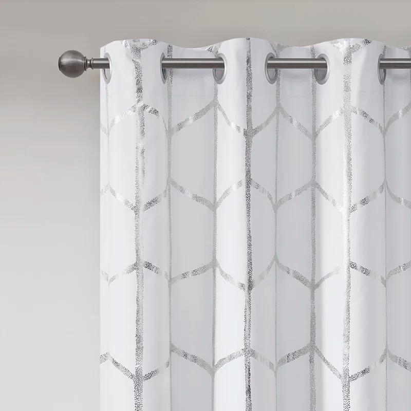 Intelligent Design Raina Total Blackout Metallic Print Grommet Top Curtain Panel